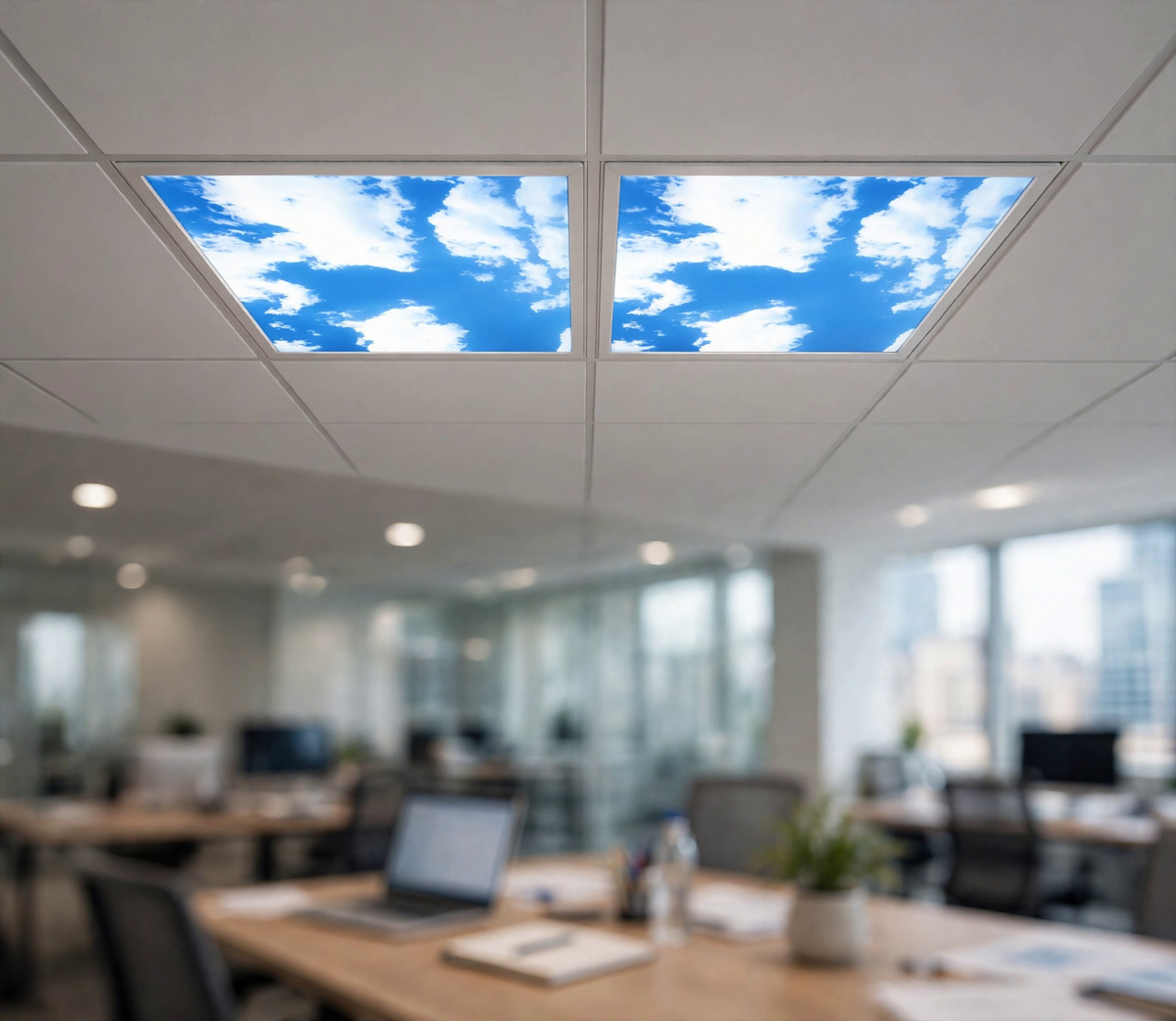 Sky panel in office ceiling