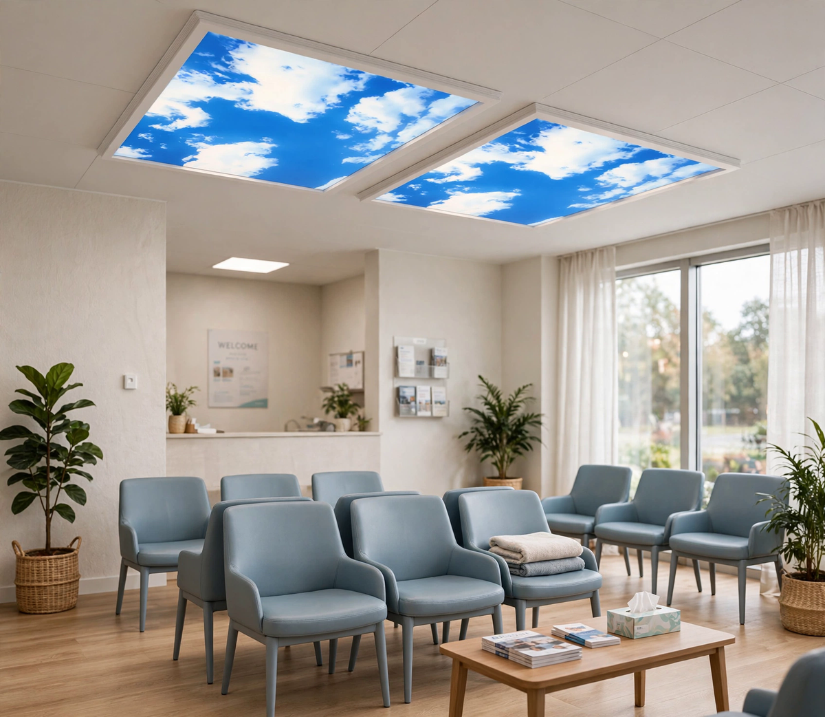 Sky panel in waiting room ceiling