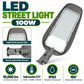 LED Street Light 100W infographic – 10000lm luminous output, adjustable CCT 2700K 4000K 6500K, IP65 weather resistant, 180 degree adjustable rotation, high performance LEDs, sturdy adjustable bracket