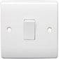 Close-up of the ecolux white plastic plate switch rocker and plate